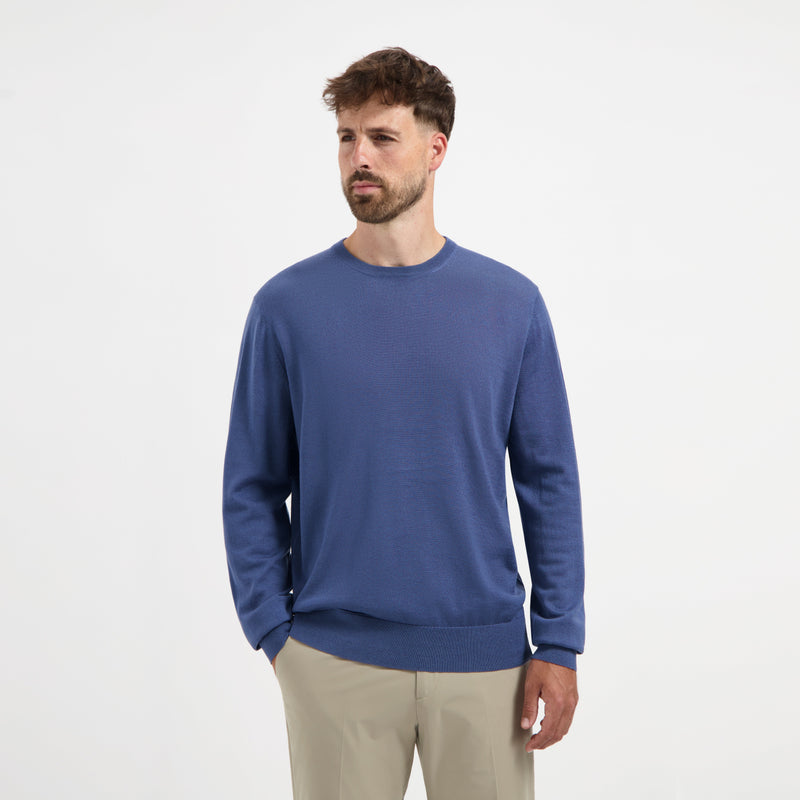 Pull Crew Neck 100% Merino - Pacific Blue