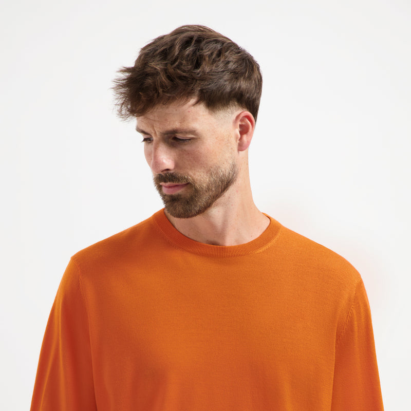 Pull Crew Neck 100% Merino - Curcuma Orange
