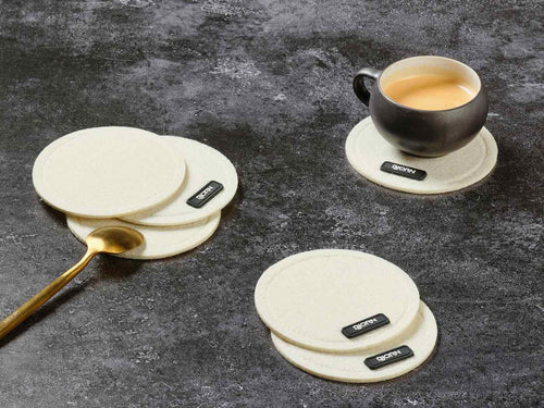 Sous-Verre Rond - 6 Pièces - Feutre Recyclé Beige