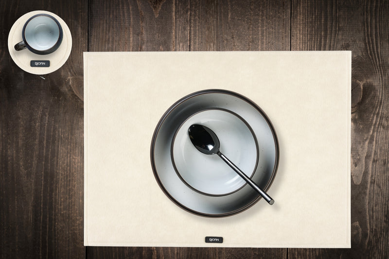 Sous-Verre Rond - 6 Pièces - Feutre Recyclé Beige