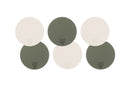 Sous-Verre Rond Réversible - 6 Pièces - Cuir Recyclé Blanc Crème Et Vert De Gris