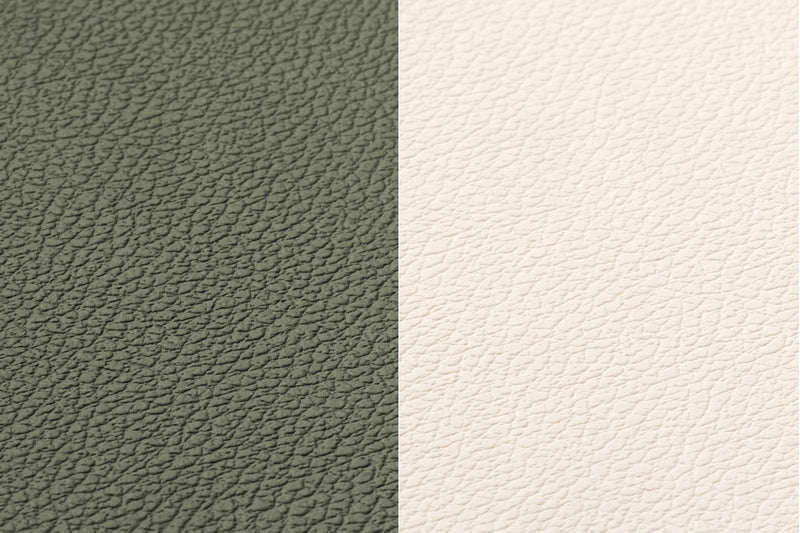 Sous-Verre Rond Réversible - 6 Pièces - Cuir Recyclé Blanc Crème Et Vert De Gris