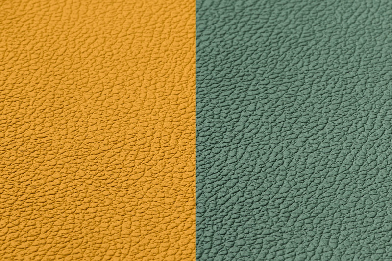 Sous-Verre Rond Réversible - 6 Pièces - Cuir Recyclé Jaune Moutarde Et Vert Sapin