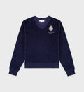 Sudadera Crown Velour V-Neck - Navy/Cream - Mujer