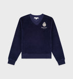 Sudadera Crown Velour V-Neck - Navy/Cream - Mujer