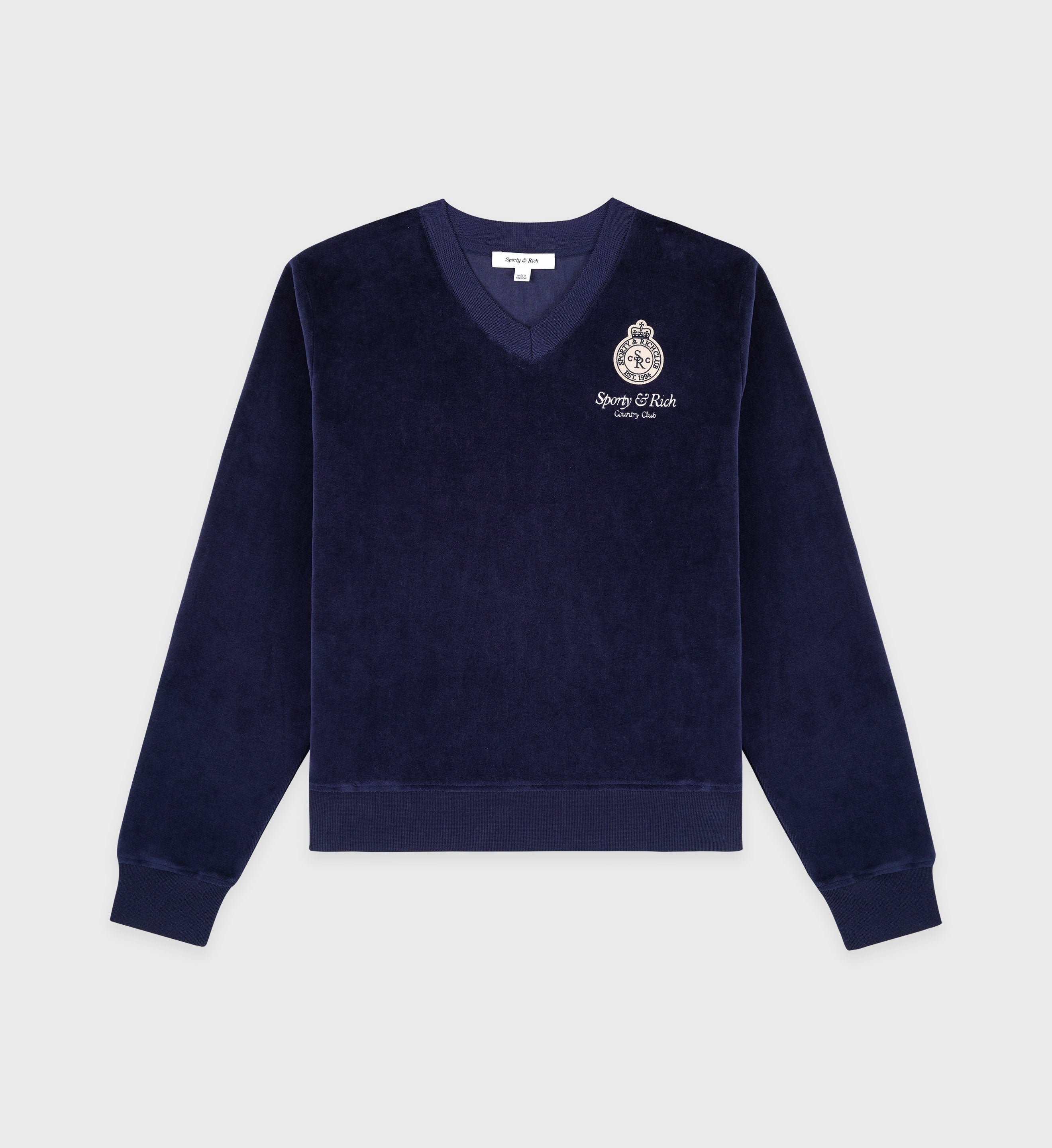 Sudadera Crown Velour V-Neck - Navy/Cream - Mujer
