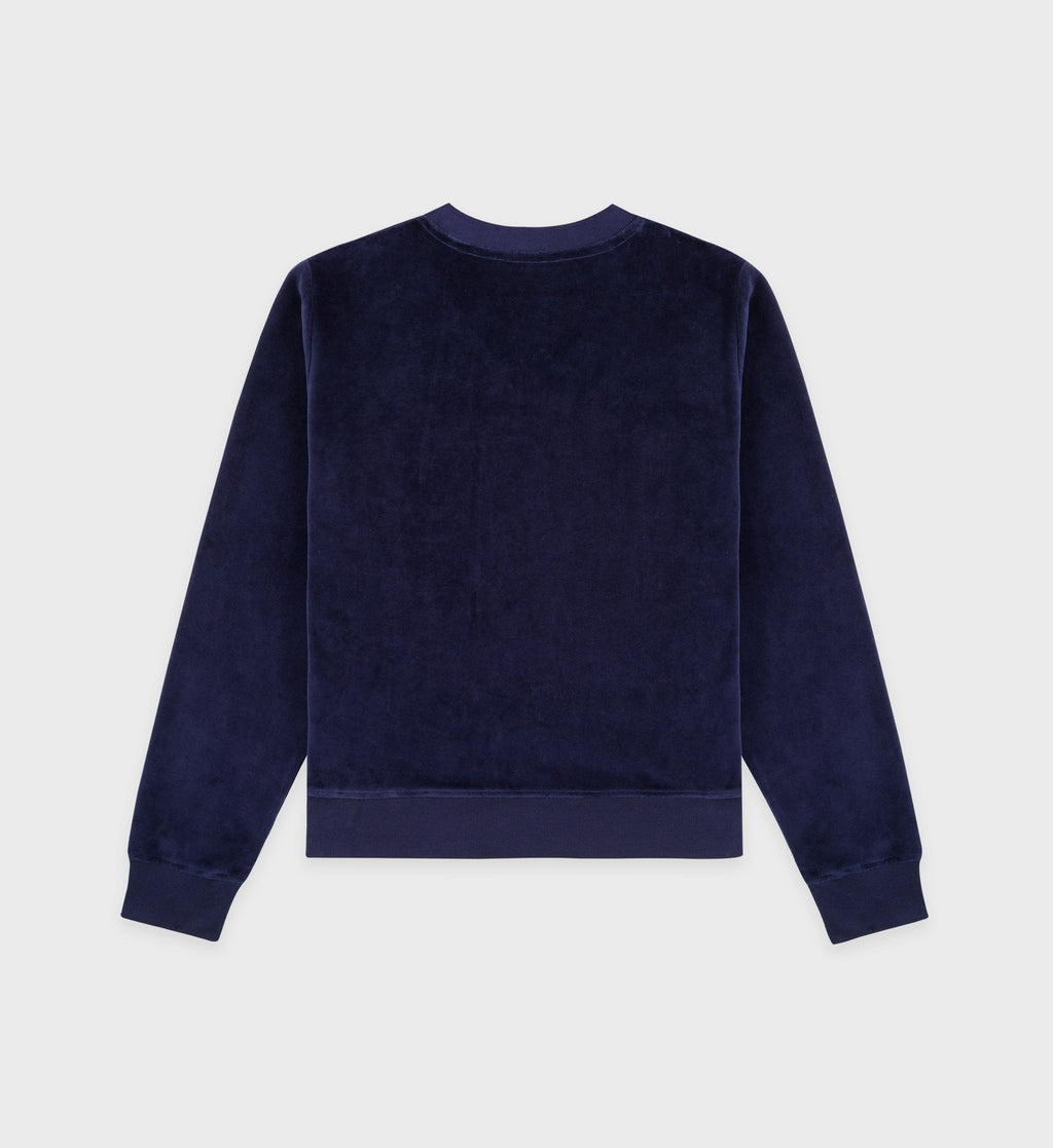 Sudadera Crown Velour V-Neck - Navy/Cream - Mujer