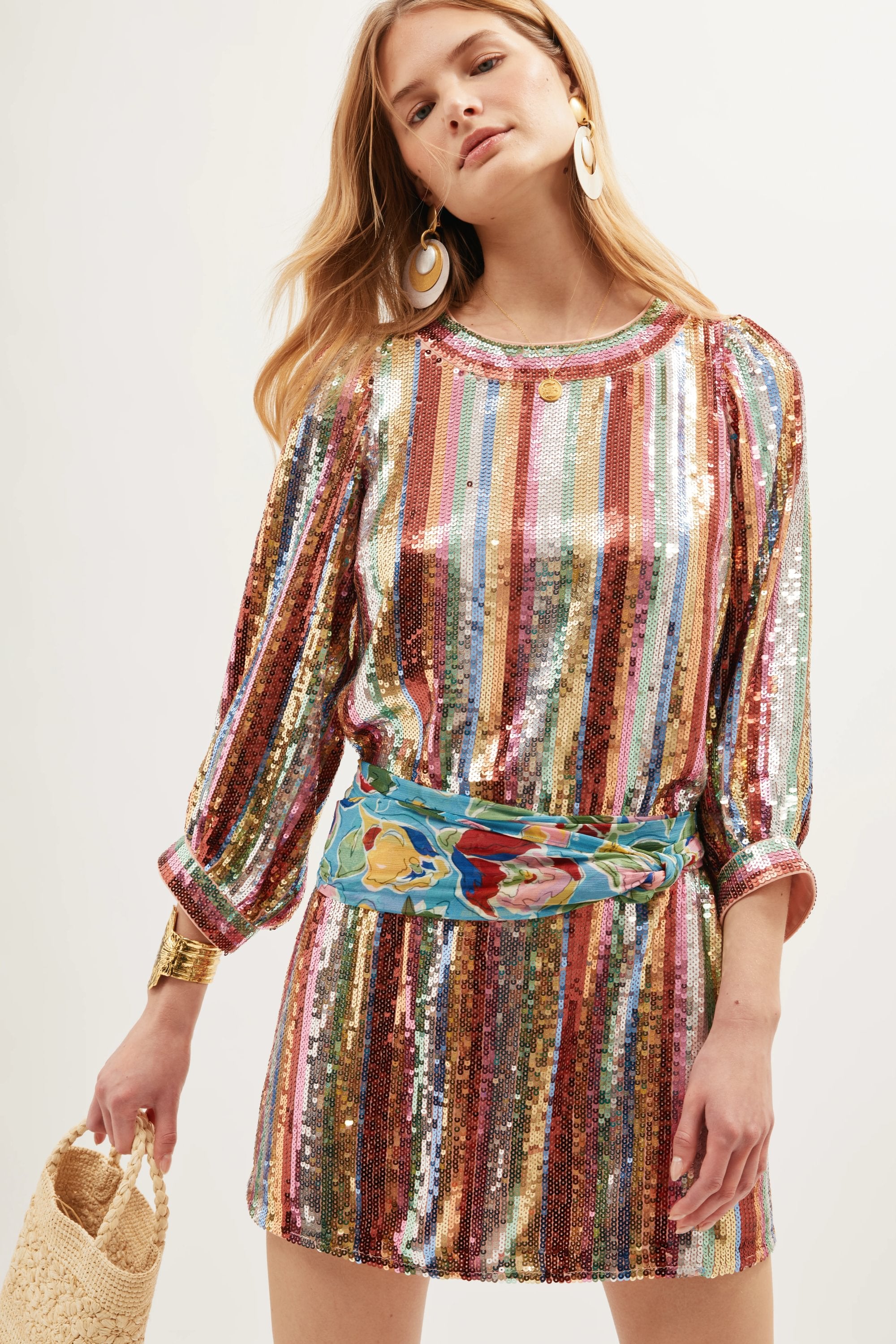 Vestido con adornos a rayas de Laurie Dixie Multicolor