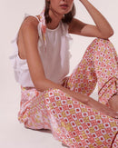 Pantalón Azia - Blanco Rosa Diagonal Batik - Mujer