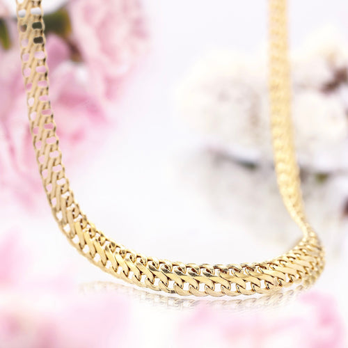 Nathalia" Oval Mesh Necklace - Yellow Gold 375/1000