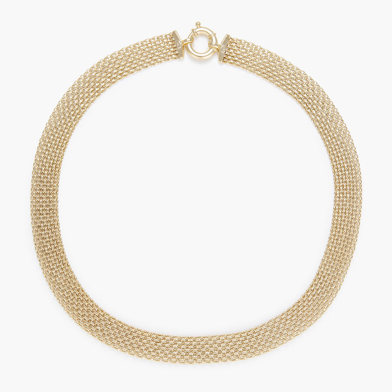"Calera Mesh" Necklace with Buoy Clasp - 375/1000 Yellow Gold