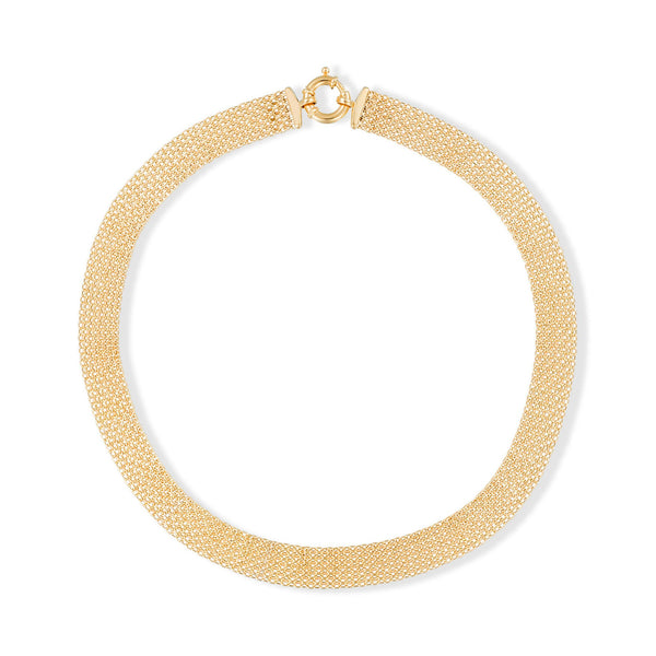 “Calera Mesh” Necklace with 375/1000 Yellow Gold Buoy Clasp