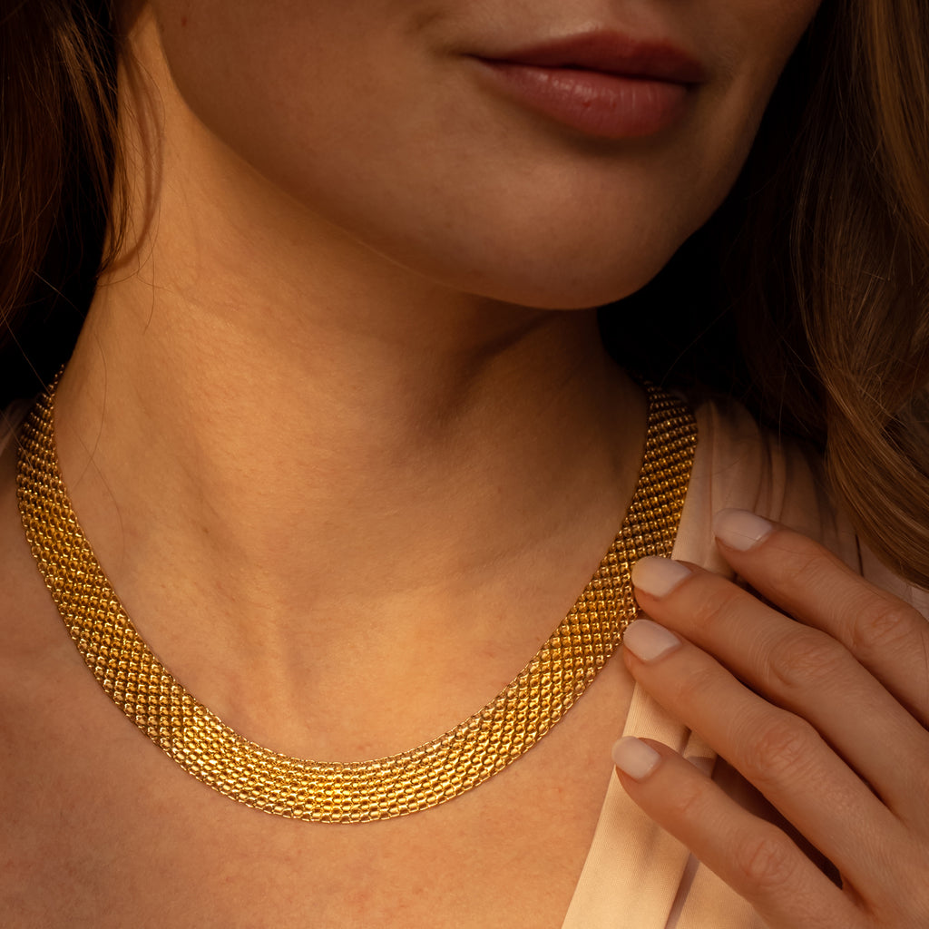 Collier "Maille Calera" Fermoir Boué Or Jaune 375/1000