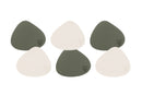 Sous-Verre Curve Réversible - 6 Pièces - Cuir Recyclé Blanc Crème Et Vert De Gris