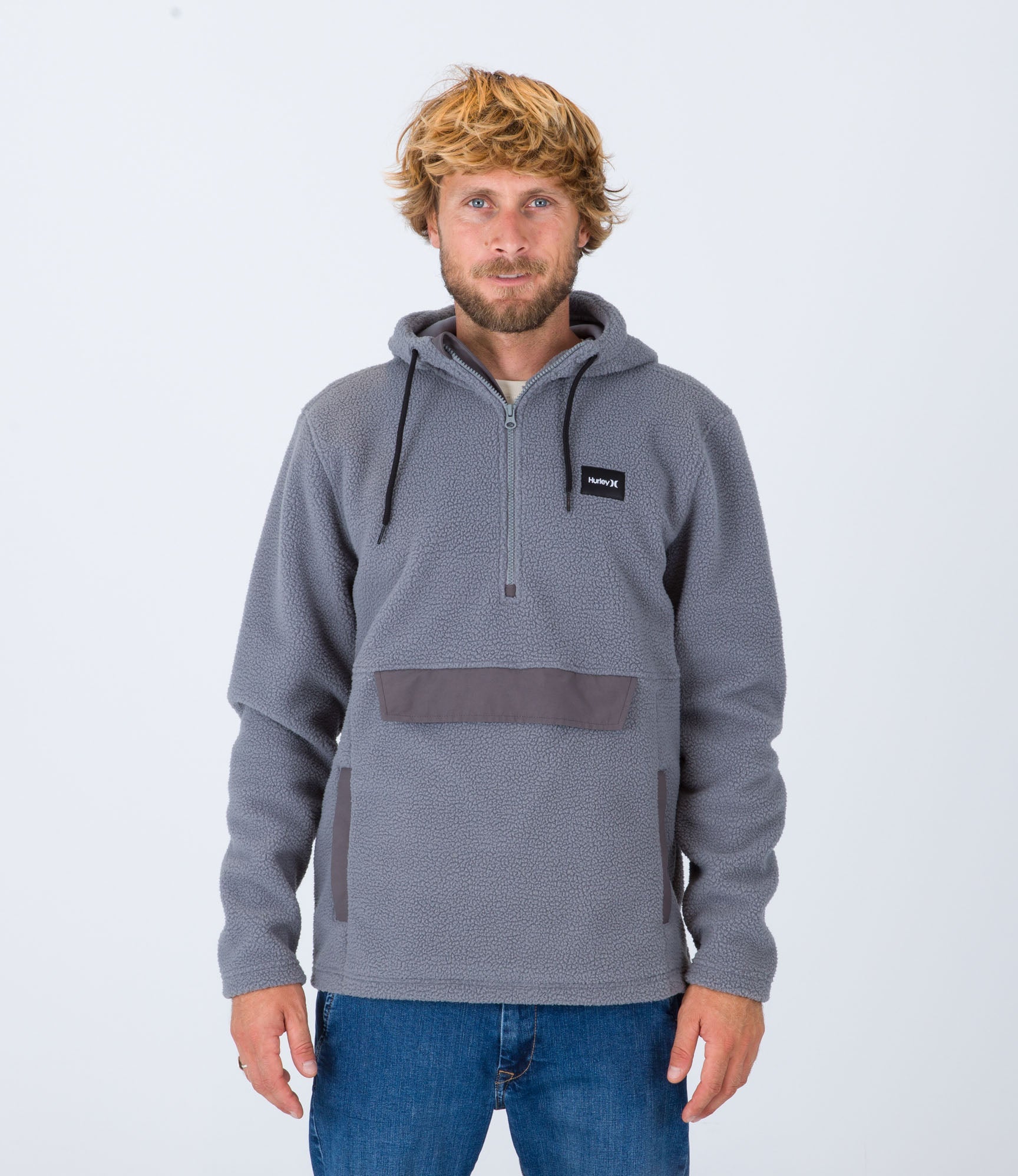 Sudadera Anorak Sherpa 1/4 Zip Po - Stone Grey - Hombre