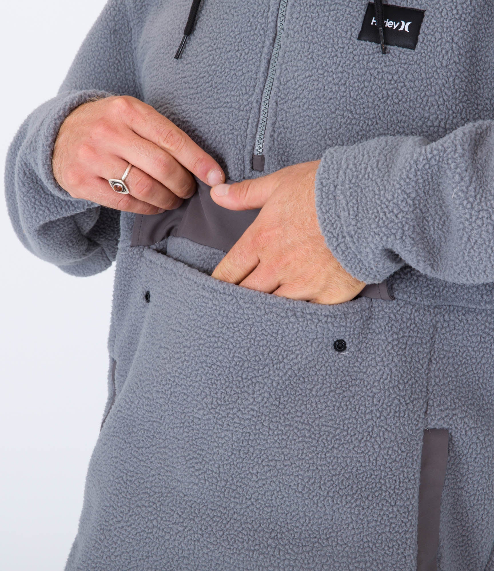 Sudadera Anorak Sherpa 1/4 Zip Po - Stone Grey - Hombre