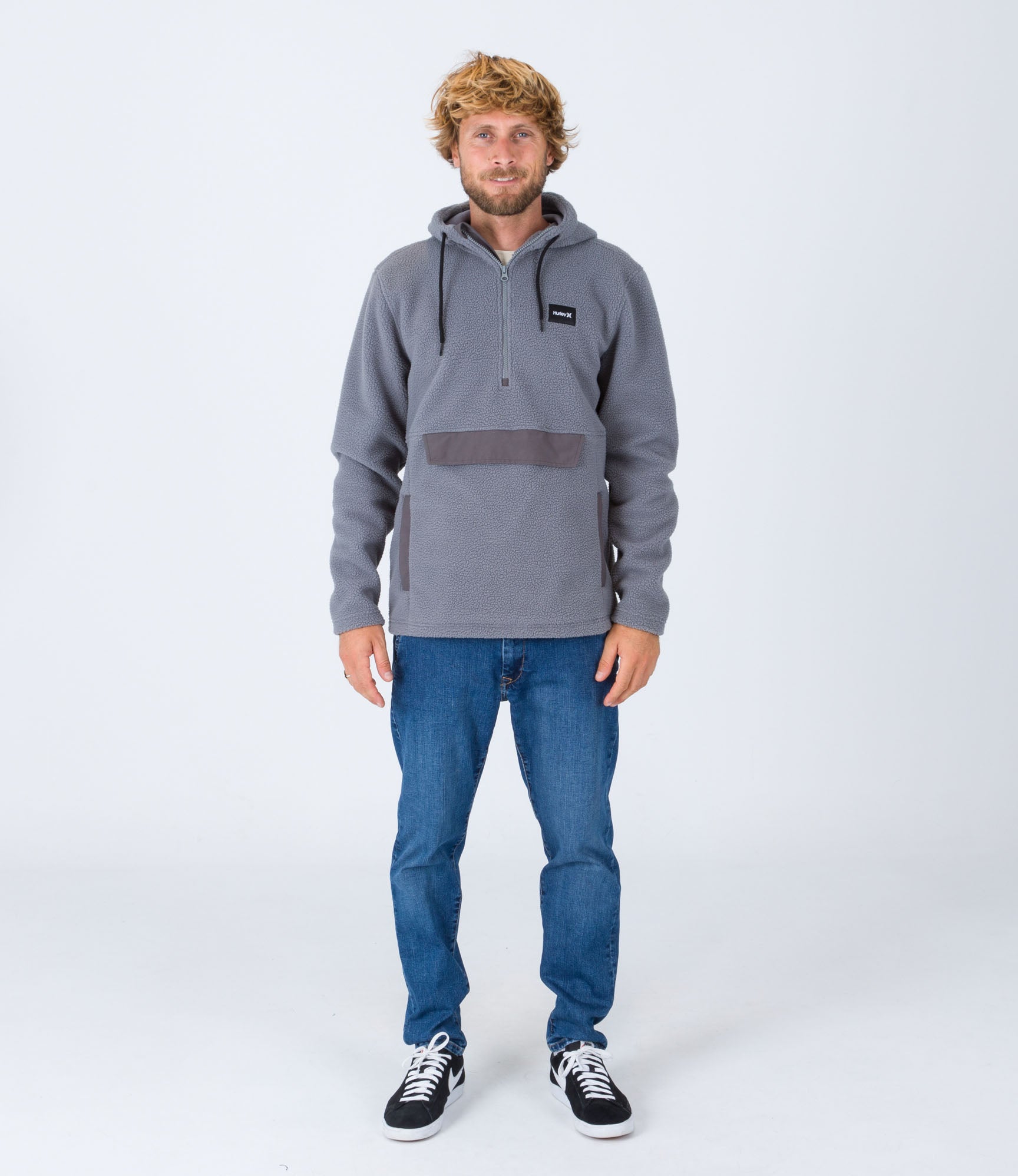 Sudadera Anorak Sherpa 1/4 Zip Po - Stone Grey - Hombre