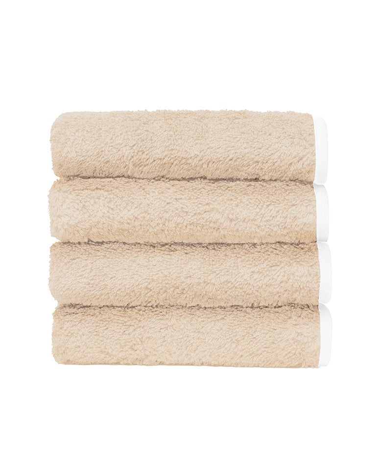 Lot De 4 Carrés Visage - Sable Liseré Blanc