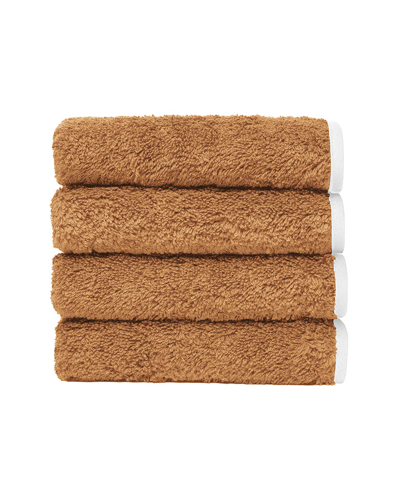 4-pack ansiktsdukar - Macchiato med vit kantrand