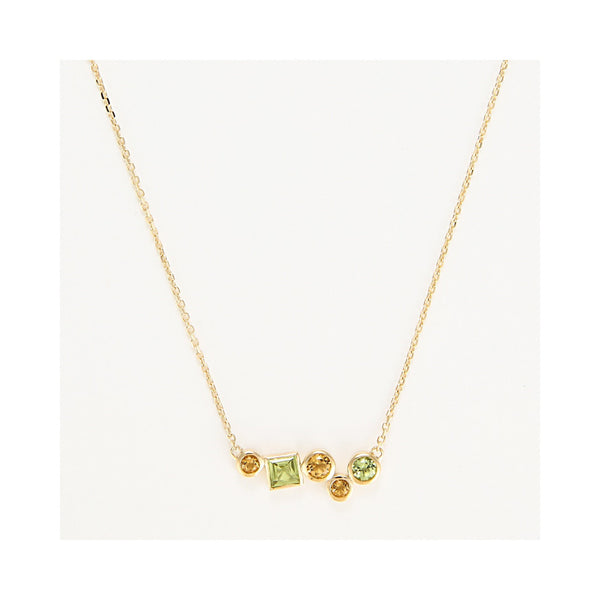 "Colorama" Citrine Peridot Necklace 0.91/5 - 375/1000 Yellow Gold