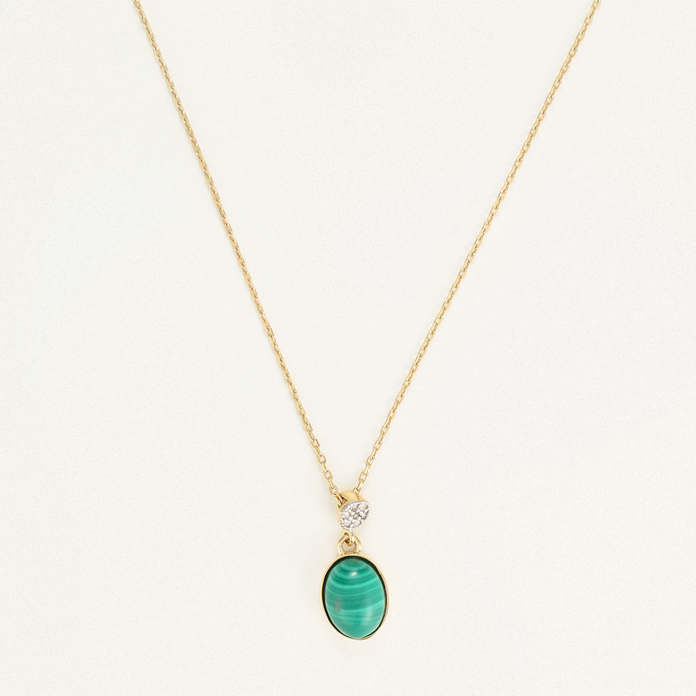 Collier Goute De Malachite - Or Jaune 375/1000