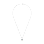 Collier "Bouclier" Diamant 0,07/20 Et Saphir 0,18/7 - Or Blanc 375/1000