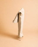 Pamela High-Knee Boot In Ivory Stretch Lambskin