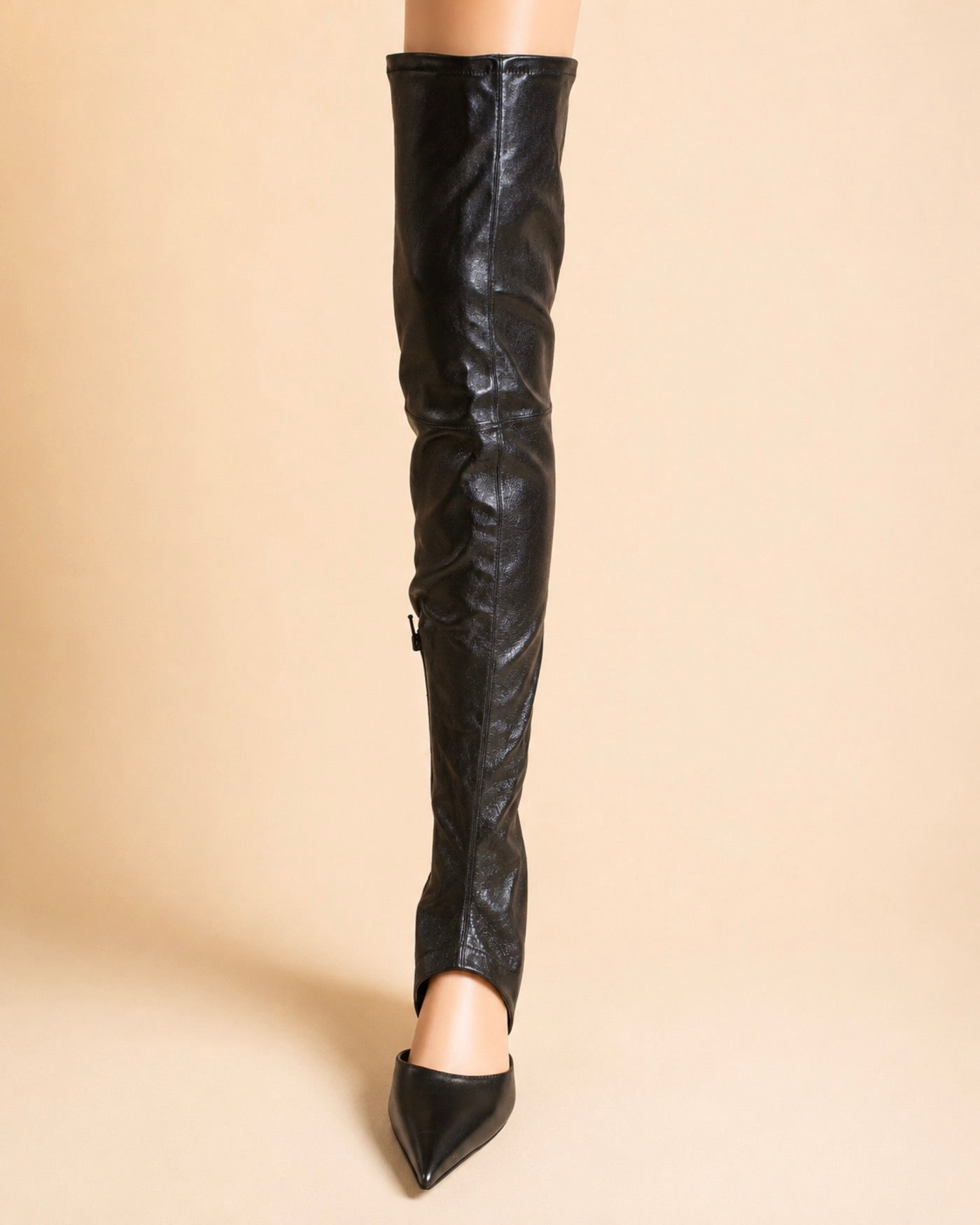 Pamela High-Knee Boot In Black Stretch Lambskin