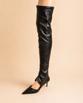 Pamela High-Knee Boot In Black Stretch Lambskin