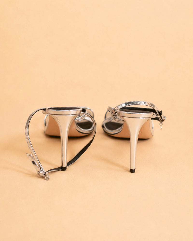 Aria In Silver Mirrored Leather