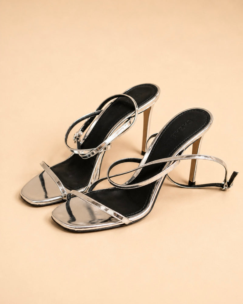 Aria In Silver Mirrored Leather
