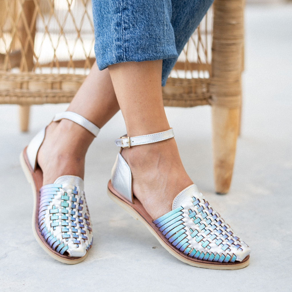 Huaraches Camila - Sirena Azul Plata