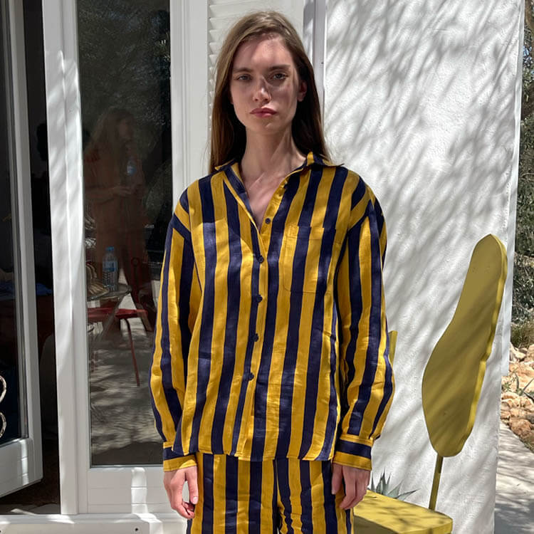 Blue And Yellow Striped Shirt