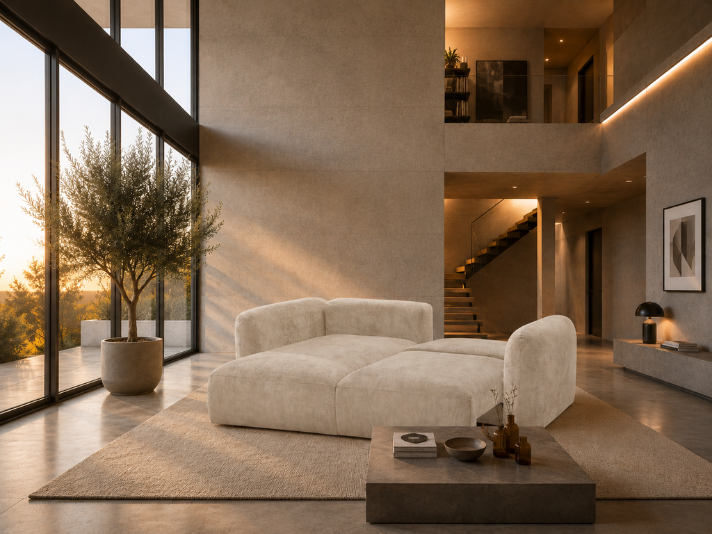 Nao – Kompaktes Eckschlafsofa – Chenille-Stoff