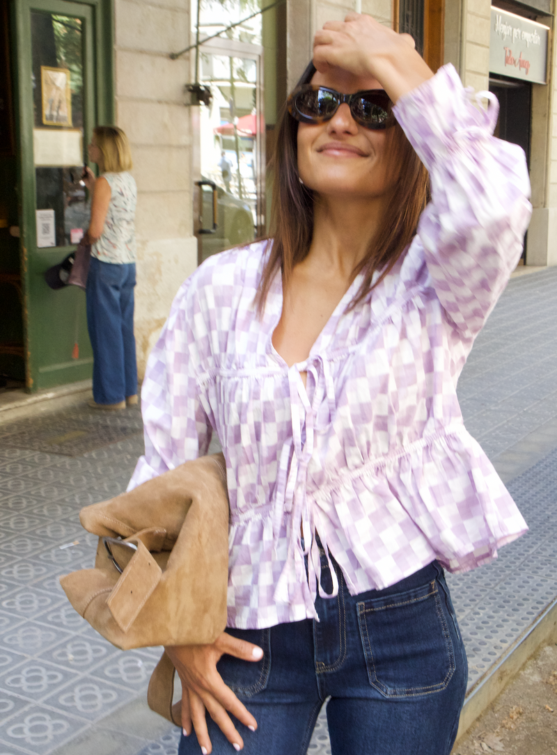 Chemisier À Carreaux Lavande Lucia