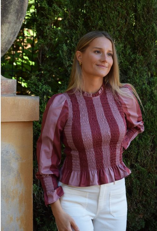 Top Chía Rayas Burgundy