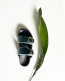 Double Buckle Sandals Petrolio - Lachoix