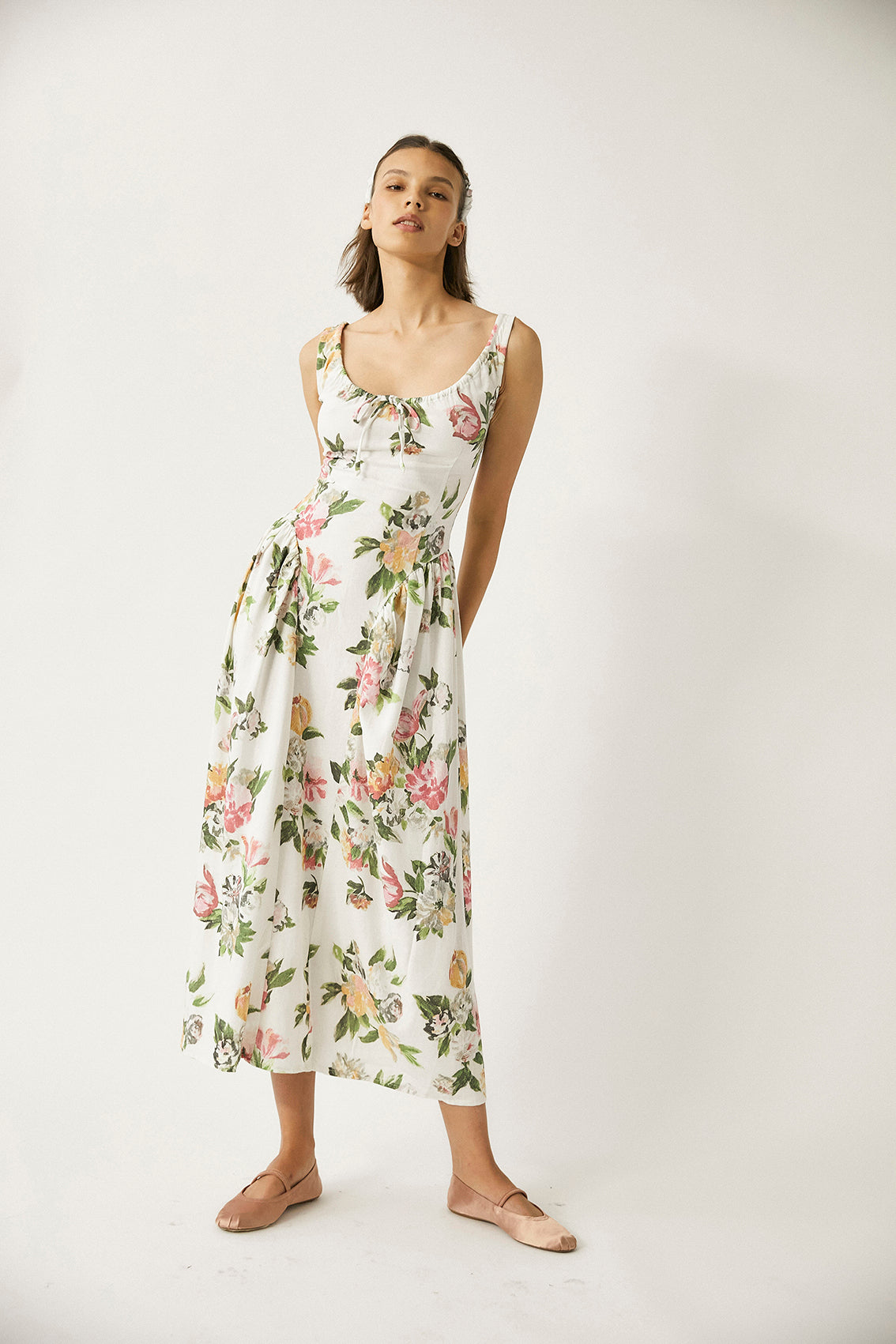 Vestido Largo de Lino Shisha - Floral
