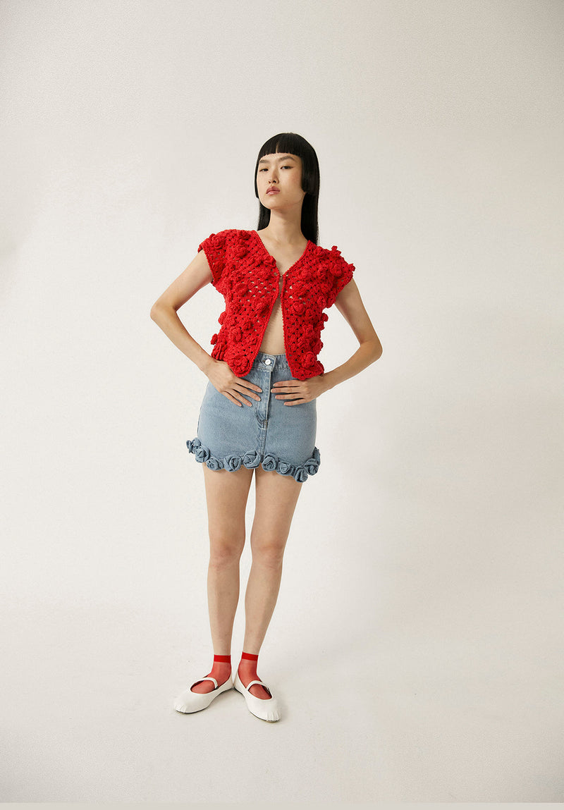 Palma Crochet Top - Red