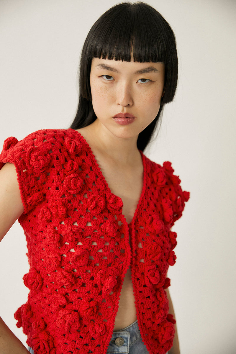 Palma Crochet Top - Red