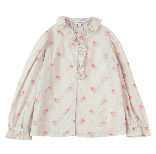 Caramelo - Blusa con estampado de ramo de rosas y coliflor