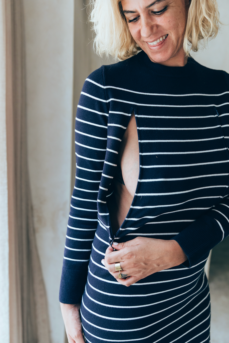 Robe D'Allaitement Maille Marinière - Femme