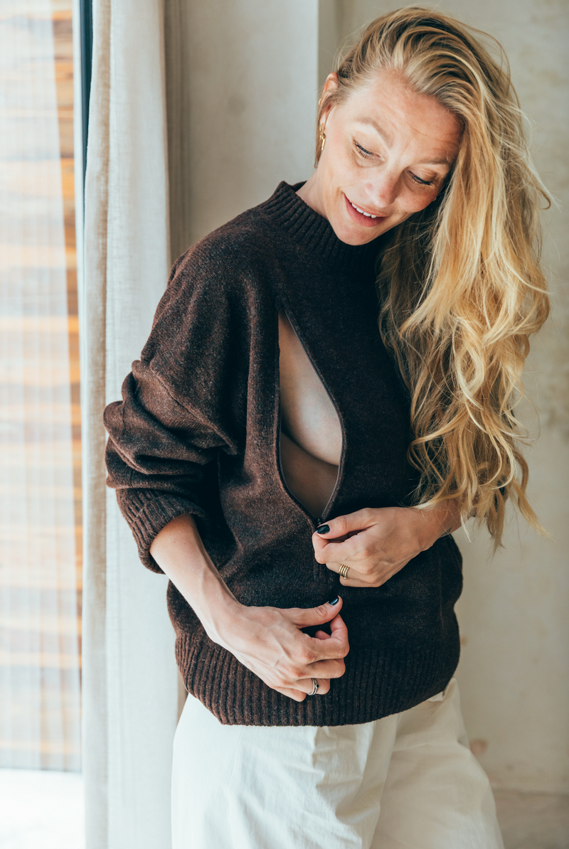 Pull D'Allaitement Marron Assia - Femme
