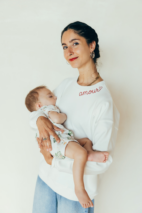 Sweat-Shirt D'Allaitement Blanc Amour