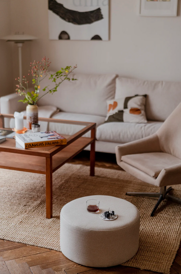 Folk - Pouf - Polyester - Cream Beige
