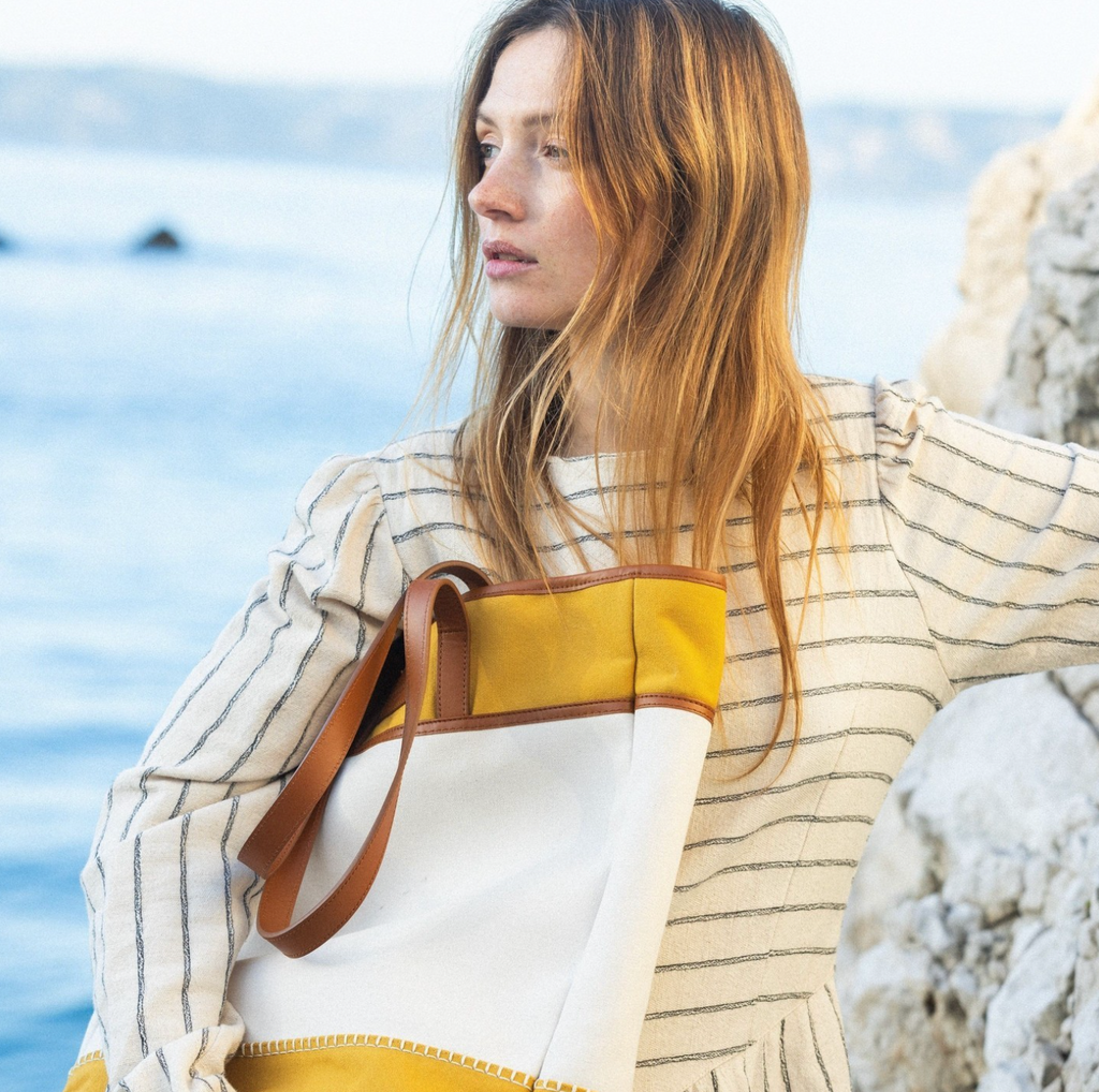 Sac A Main Le Tote Bag By Escadrille - Jaune - Femme