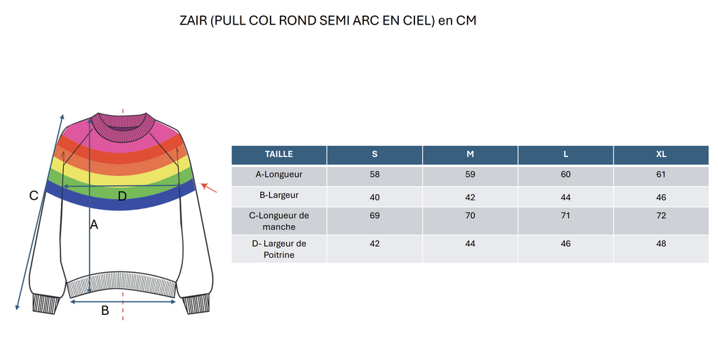 Pull Col Rond Crew Neck Half Rainbow Zair - Noir