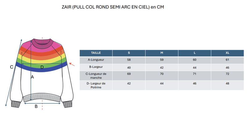 Pull Col Rond Half Arc En Ciel Zair - Noir - 100% Cachemire Oeko-Tex - Femme