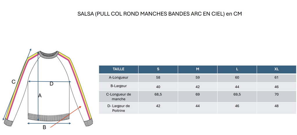 Pull Col Rond Bandes Arc En Ciel Manches Salsa - Rose Fluo