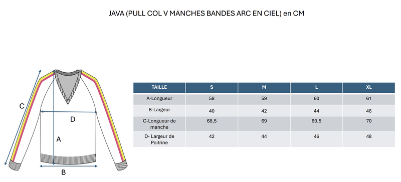 Pull Col V Manches Bandes Arc En Ciel Java - Vert Bouteille - 100% Cachemire Oeko-Tex - Femme